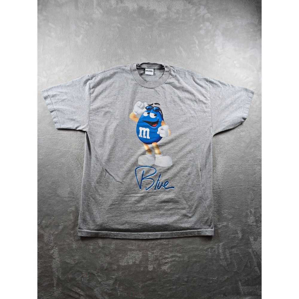 M&M's Blue Character Graphic T-Shirt Mens XL Gray‎ Short Sleeve 2011